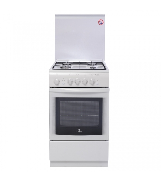 Плита газовая De Luxe 5040.36Г (КР) белый, конфорок 4 шт, духовка 43 л, 50 см x 85 см x 50 см