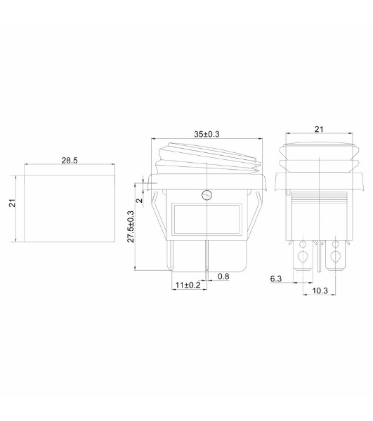 Выключатель клавишный Rexant 250V 15А (4с) ON-OFF красный с подсветкой, влагозащита (RWB-507) (в упак. 1 шт.)