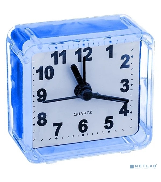 Часы-будильник Perfeo Quartz 'PF-TC-001', квадратные 5,5*5,5 см, синие