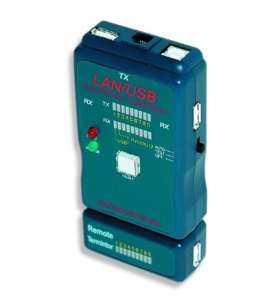 Тестер LAN Cablexpert NCT-2, 100/1000 Base-TX, для UTP, STP, RJ-11, USB-кабеля