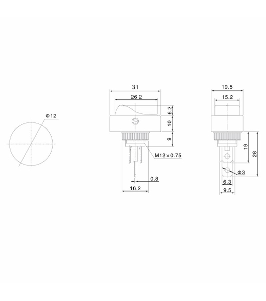 Выключатель клавишный Rexant 12V 20А (3с) ON-OFF черный ОВАЛ с зеленой LED подсветкой