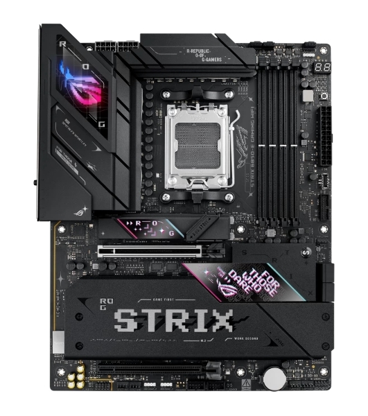 Материнская плата ASUS ROG STRIX B850-E GAMING WIFI, AM5, AMD B850, 4xDDR5, 4xSATA, 5xM.2, 1xPCI-E 5.0 x16, 1xPCI-E 4.0 x16, 1xRealtek 5Gb Ethernet, 1xUSB-C 4, 1xUSB-C 20Gbps, 6xUSB-A 10Gbps, 4xUSB-A 2.0, 3x3.5 мм, 7.1, ATX