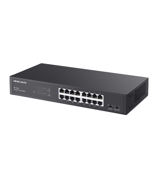 Коммутатор Mercusys MS116GS с 16 гигабитными портами для размещения на столе или в стойке