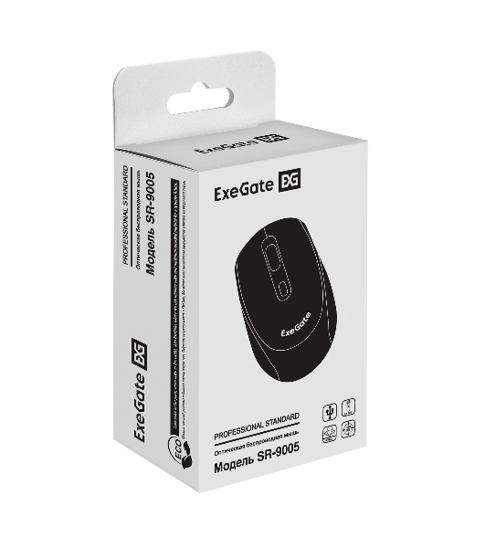 Мышь беспроводная ExeGate Professional Standard SR-9005 черный, 1200 dpi, радиоканал, USB, кнопки - 4