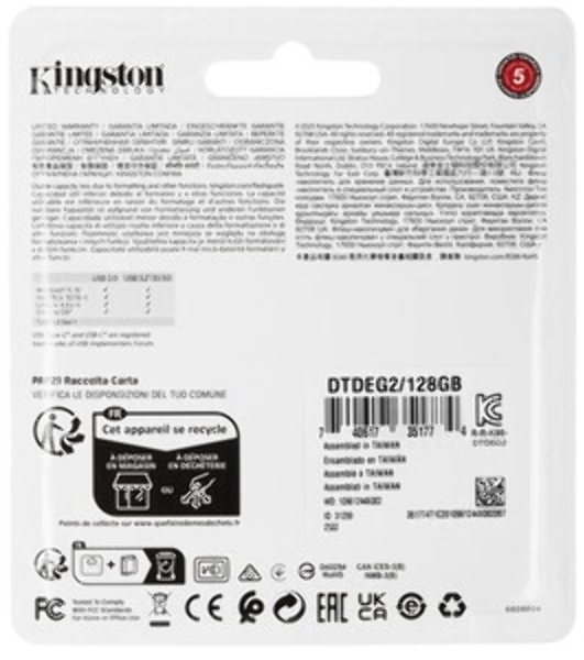 Флешка USB Kingston DataTraveler Duo (DTDEG2/128Gb), 128Gb, USB 3.2/Type-C, R/W 100/60, зеленая