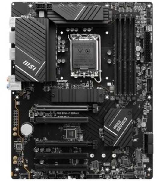 Материнская плата MSI PRO B760-P II, LGA 1700, Intel B760, 4xDDR5, 4xSATA, 2xM.2, 1xPCI-E 4.0 x16, 1xPCI-E 4.0 x4, 3xPCI-E 3.0 x1, 1xHDMI, 1xDP, 1xRJ45 2.5Gb, 1xUSB-C 3.2 Gen 2, 2xUSB-A 3.2 Gen 1, 2xUSB-A 2.0, 5x3.5мм, TOSLINK, 7.1, Standard-ATX