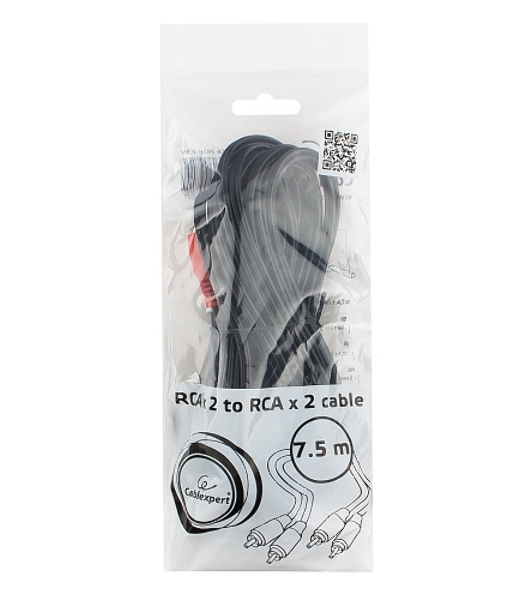Кабель аудио Cablexpert CCA-2R2R-7.5M, 2xRCA - 2xRCA, 7,5м