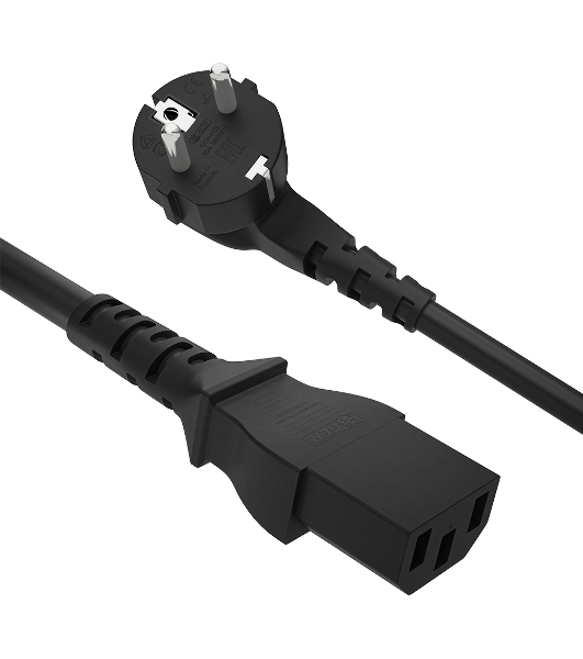 Кабель питания Greenconnect GCR-54377 PROF 2.0m, Евровилка угловая - С13, 3*1,0 мм, черный