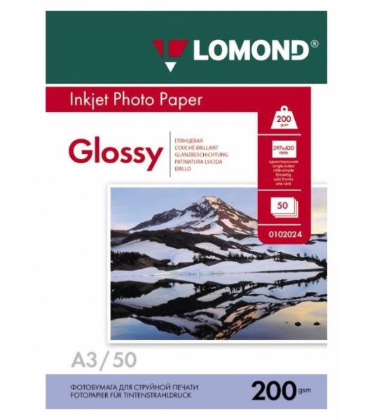 Бумага Lomond 0102024 A3/200г/м2/50л./белый глянцевое для струйной печати