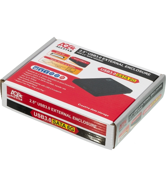 Внешний корпус для HDD AgeStar 3UB2P2 SATA III пластик черный 2.5'