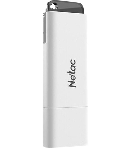 Флешка USB Netac U185 128Gb NT03U185N-128G-20WH, USB 2.0, с колпачком, пластиковая белая