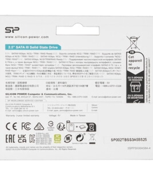 Накопитель SSD Silicon Power Ace A55, 2Tb, SATA III, 2.5', R/W 500/450