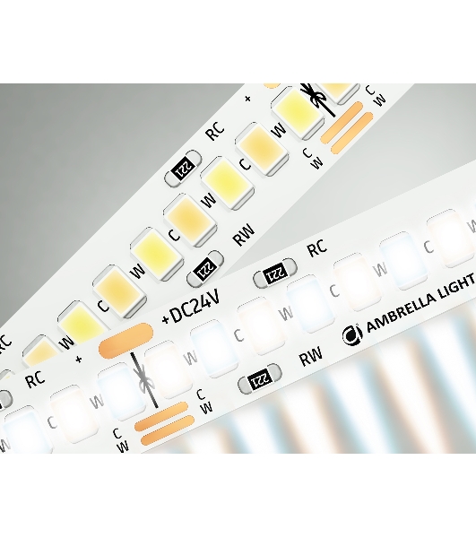 Светодиодная лента Ambrella light GS4151 2835 240Led/ 18W m/ 24V IP20 CCT 3000-6500K/5000*10*1.2mm (3 конт.)