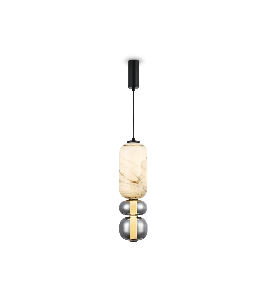 Подвесной светодиодный светильник Ambrella light LH11033 BK/MG/SM черный/мраморно-серый/дымчатый 18W 3000K D150*1900