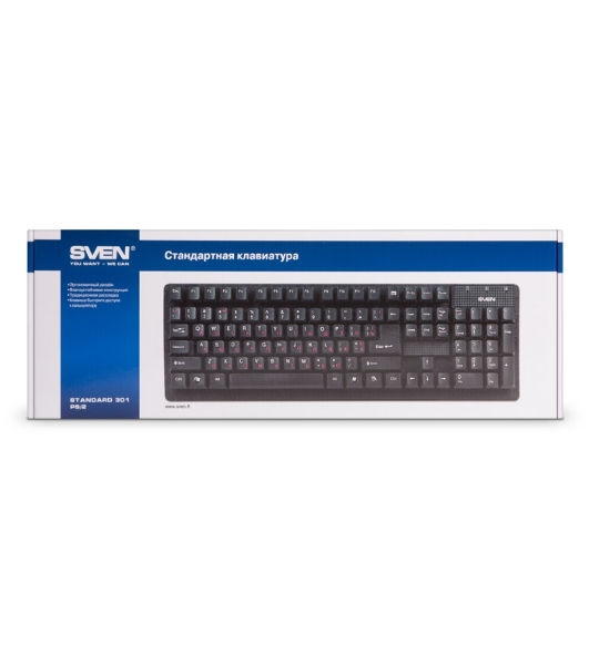 Клавиатура SVEN Standard 301 проводная, USB Type-A, чёрный
