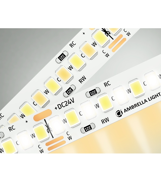 Светодиодная лента Ambrella light GS4151 2835 240Led/ 18W m/ 24V IP20 CCT 3000-6500K/5000*10*1.2mm (3 конт.)