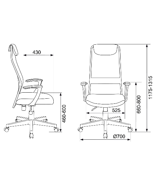 Кресло Бюрократ KB-8/DG/TW-12 TW-04 TW-12 серый, сетка