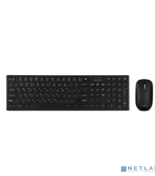 Комплект беспроводной SVEN ножничная клавиатура + мышь KB-C2550W черный (109 кл.,12Fn, 1000DPI, 2+1 кл.)