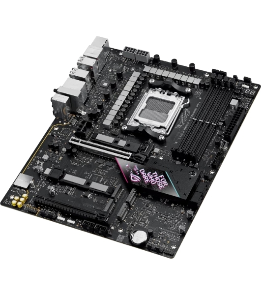Материнская плата ASUS ROG STRIX B850-E GAMING WIFI, AM5, AMD B850, 4xDDR5, 4xSATA, 5xM.2, 1xPCI-E 5.0 x16, 1xPCI-E 4.0 x16, 1xRealtek 5Gb Ethernet, 1xUSB-C 4, 1xUSB-C 20Gbps, 6xUSB-A 10Gbps, 4xUSB-A 2.0, 3x3.5 мм, 7.1, ATX