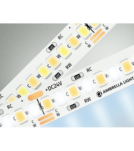 Светодиодная лента Ambrella light GS4151 2835 240Led/ 18W m/ 24V IP20 CCT 3000-6500K/5000*10*1.2mm (3 конт.)