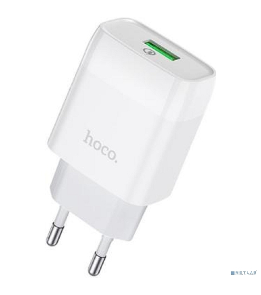 Зарядное устройство Hoco 18Вт, 3А, QC3.0, 1xUSB + кабель USB/Type-C, CS12A, белый, блистер
