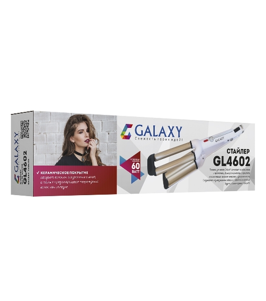 Щипцы для завивки волос Galaxy Line GL4602 белый, 16 мм, 200 °C, 1 режим