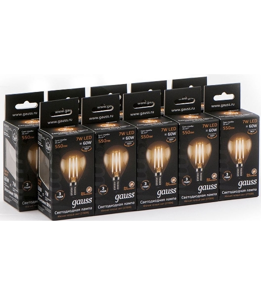 Лампа светодиодная Filament Шар E14 7Вт 2700К Gauss 105801107