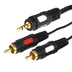Шнур Rexant Стерео 3,5 мм - 2 RCA длина 1,5 метра (GOLD), фото 1