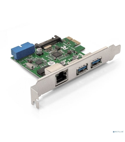 Контроллер ExeGate EX290278RUS EXE-362 PCI-E 2.0, 2*USB 3.0 ext + 1*USB 3.0 int + LAN UTP 1000Mbps, разъем доп.питания (OEM)