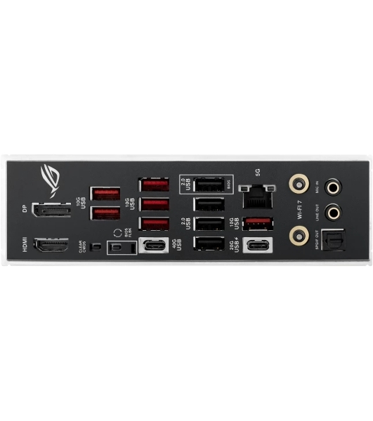 Материнская плата ASUS ROG STRIX B850-E GAMING WIFI, AM5, AMD B850, 4xDDR5, 4xSATA, 5xM.2, 1xPCI-E 5.0 x16, 1xPCI-E 4.0 x16, 1xRealtek 5Gb Ethernet, 1xUSB-C 4, 1xUSB-C 20Gbps, 6xUSB-A 10Gbps, 4xUSB-A 2.0, 3x3.5 мм, 7.1, ATX