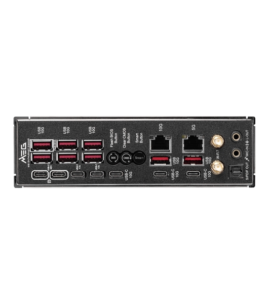 Материнская плата MSI MEG X870E GODLIKE, AM5, AMD X870E, 4xDDR5, 4xSATA, 7xM.2, 2xPCIe 5.0 x16, 1xPCIe 4.0 x4, 2xUSB-C DP, 1x10G LAN, 1x5Gb LAN, Wi-Fi 7, Bluetooth 5.4, 2xUSB-C 40Gbps, 5xUSB-C 10Gbps, 1xUSB-C 20Gbps, 8xUSB-A 10Gbps, 4xUSB-A 5Gbps, 4xUSB-A 2.0, 1xS/PDIF, 2x3.5 мм, 7.1, E-ATX