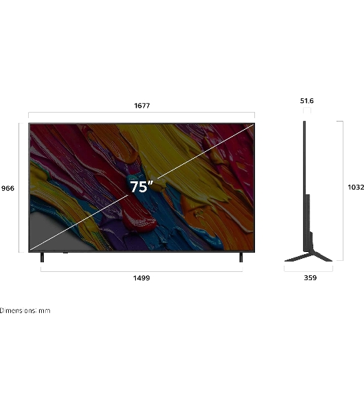 Телевизор LG 75' 75QNED82A6B черный титан Edge LED QNED 4K UHD 60Hz Smart TV WebOS 2GB/8GB