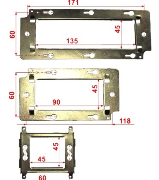 Суппорт Lanmaster LAN-MF45X45 1xMosaic металлический упак:1шт