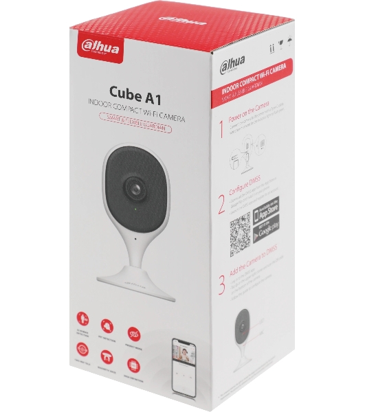 Компактная IP-видеокамера Dahua DH-IPC-C5AP-0280B с Wi-Fi 2.4ГГц 5Мп, 1/3.2” CMOS, объектив 2.8мм, обнаружение людей, ИК 10м, микрофон, динамик