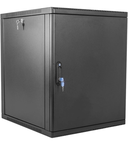 Шкаф коммутационный ЦМО (ШРН-9.500.1-9005) настенный 9U 600x529 мм пер. дв. металл 200 кг черный 470 мм 180 град.