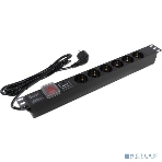 Блок розеток горизонтальный ExeGate ServerPro PDU-19H608 Al-6S-EU2-SW-SPD1, 19', 1U, Алюминий, 6 Schuko, кабель с евровилкой VDE-250V-16A-3*1.5мм2, 2 метра, выкл. с подсветкой, SPD1, черный, фото2