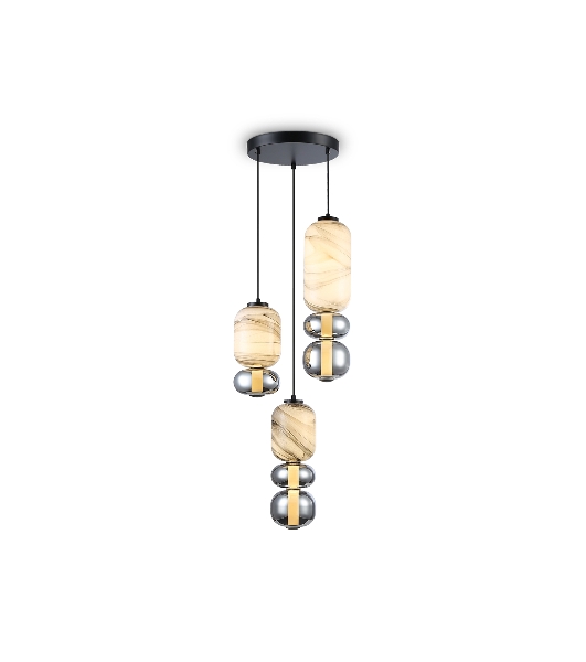 Подвесной светодиодный светильник Ambrella light LH11036/3 BK/MG/SM черный/мраморно-серый/дымчатый 40W 3000K D410*2050