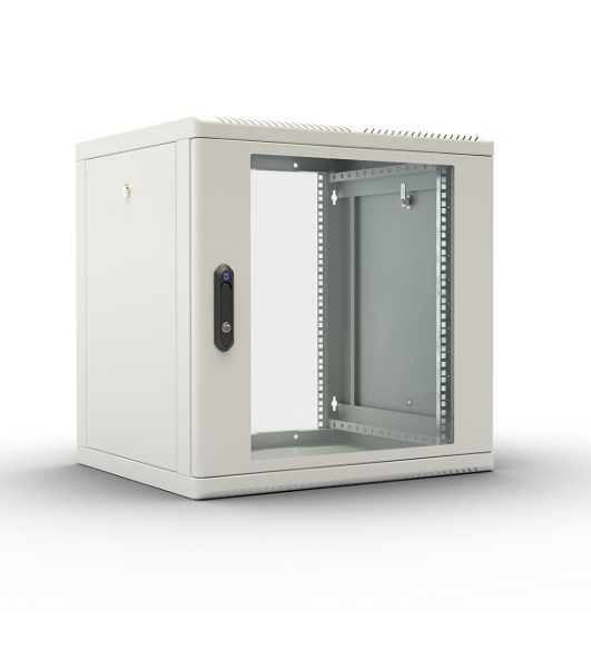 Шкаф настенный ЦМО ШРН-М-9.650 9U 600x650 мм пер. дв. стекл съемные бок. пан. 50 кг серый
