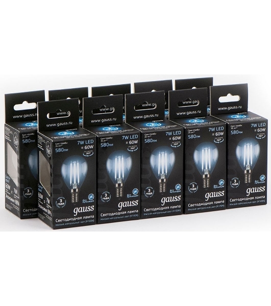 Лампа светодиодная Filament Шар E14 7Вт 4100К Gauss 105801207