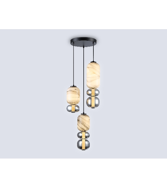 Подвесной светодиодный светильник Ambrella light LH11036/3 BK/MG/SM черный/мраморно-серый/дымчатый 40W 3000K D410*2050