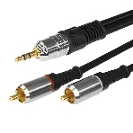 Шнур Rexant Стерео 3,5 мм - 2 RCA длина 1,5 метра (GOLD-металл), фото 1