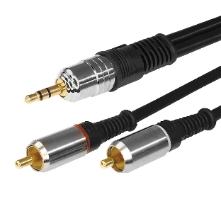 Шнур Rexant Стерео 3,5 мм - 2 RCA длина 1,5 метра (GOLD-металл)