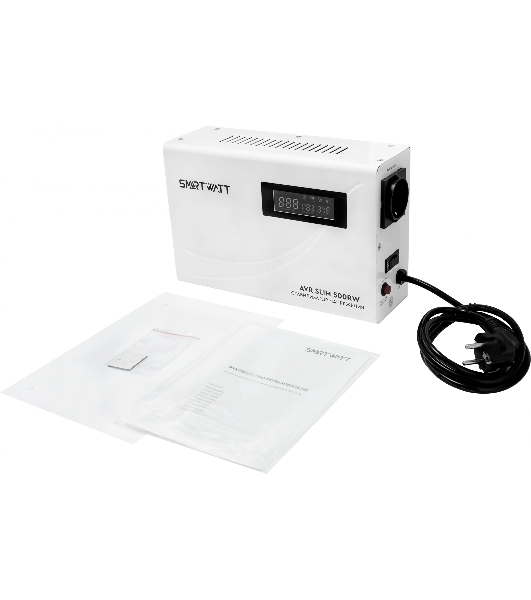 Настенный стабилизатор напряжения SMARTWATT AVR SLIM 500RW (100W - 260W, 500VA, 0.5 кВт, 50 Гц, розеток — 1, LED-диспле
