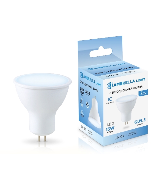 Лампа светодиодная Ambrella light 161306 LED MR16 13W IC GU5.3 6400K 175-265V