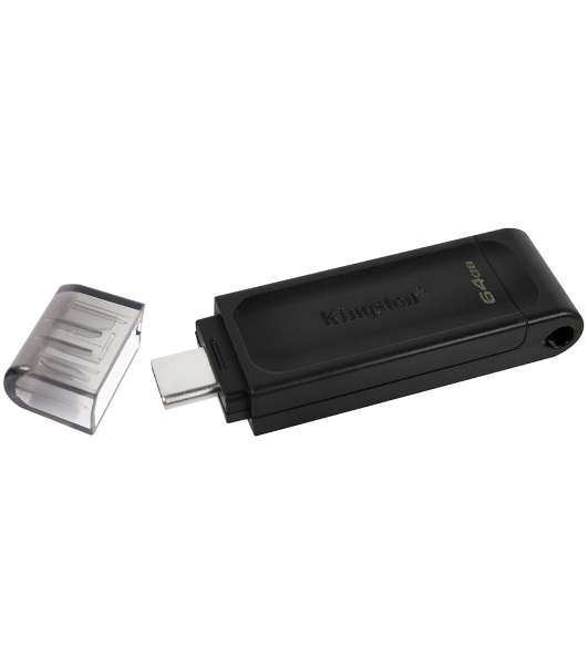Флешка USB Kingston DataTraveler DT70 (DT70/64Gb), 64Gb, USB Type-C 3.2, R/W 70/45, черный