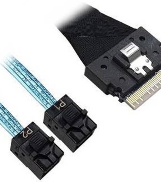 Кабель Broadcom 05-60003-00 Slimline SASx8 (SFF8654) -to- 2 SAS HD x4 (SFF8643)+ SFF9402, 1M