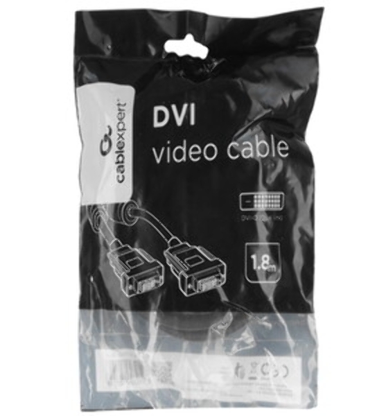 Кабель DVI-D dual link Cablexpert CC-DVI2L-BK-6, 25M/25M, 1.8м, CCS, черный, экран, феррит.кольца, пакет