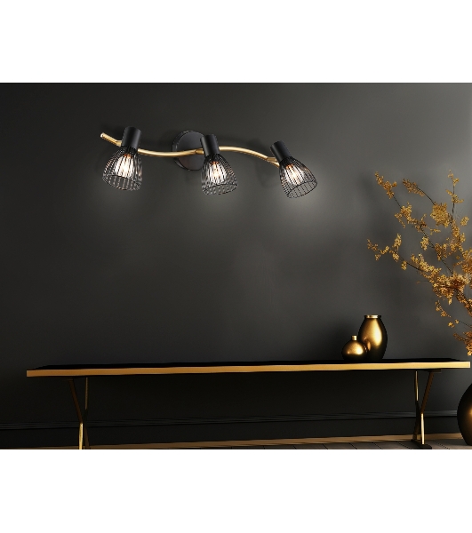 Светильник Ambrella light TR8661/3 BK/GD черный/золото E14/3 max 60W 550*100*170