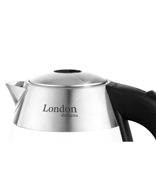 Чайник электрический Centek CT-0059 London, стекло, 1.8л, 2200Вт, LED-подсветка, отделка нерж.