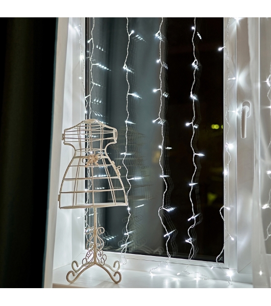 Гирлянда Neon-night 'Светодиодный дождь' с контроллером 1.5х1.5м 144 LED бел. прозрачный провод 12Вт 230В IP20